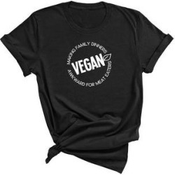 Vegan, Making Family Dinners Awkward for Meat Eaters - Funny T-Shirt (M - Black), Adult Unisex