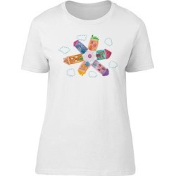 Colorful Houses In The Clouds Tee Women's -Image by Shutterstock (XXL), White(cotton, Graphic)