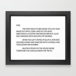 Framed Art Print | Sammi Anonymous Letter To Sam by Mocowo - Vector Black - X-Small-10x12 - Society6