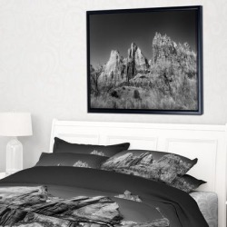 Designart 'Rising Red Rocks Black and White' Landscape Framed Canvas Art Print
