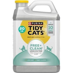 Purina Tidy Cats Free & Clean Unscented Clumping Multi Cat Litter, 20 lbs.