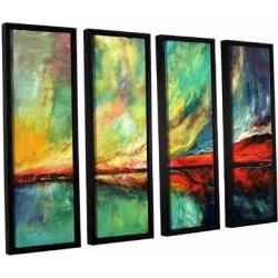 Winston Porter 'Aurora' 4 Piece Framed Painting Print on Canvas Set Canvas & Fabric in White, Size 36.0 H x 48.0 W x 2.0 D in | Wayfair found on Bargain Bro from Wayfair for USD $220.39