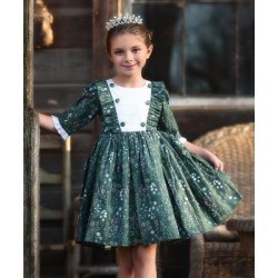 Trish Scully Child Girls' Special Occasion Dresses GREEN - Green Floral Lola Angel-Sleeve A-Line Dress - Toddler & Girls found on Bargain Bro from zulily.com for USD $45.59