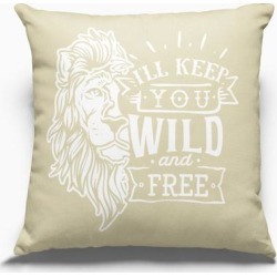 Cotton Canvas Pillow Case Keep You Wild 18 x 18 (Cotton - Accent), Beige