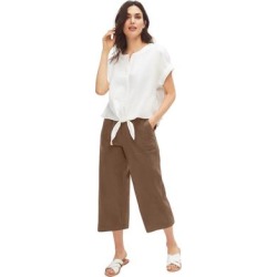 Plus Size Women's Linen Blend Drawstring Capris by ellos in Pecan Brown (Size 14) found on Bargain Bro Philippines from Ellos for $30.95