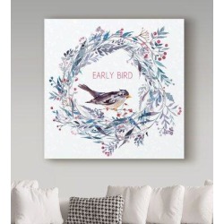 Winston Porter Anjelien Early Bird' Graphic Art Print on Wrapped Canvas & Fabric in Blue/Red, Size 14.0 H x 14.0 W x 2.0 D in | Wayfair found on Bargain Bro from Wayfair for USD $43.31