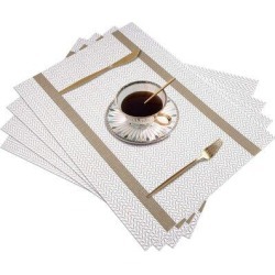 Latitude Run® 18" Glitter Vinyl Placemat Vinyl in White/Brown, Size 12.0 W in | Wayfair 6827E1F4E6C34D74A80408D68592979B