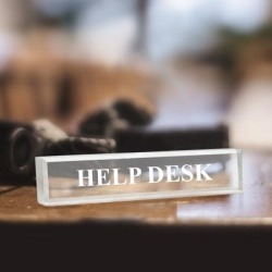 Designs ByLITA Help Desk 2" X 8" Black Acrylic - Office Desk Accessories Decor Acrylic in White, Size 1.0 H x 2.0 W x 8.0 D in | Wayfair