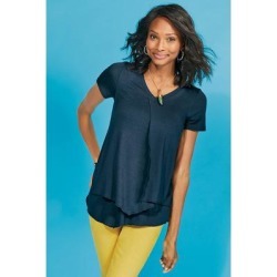 Women Calligraphy Top by Soft Surroundings, in Dark Blueberry size 1X (18-20)