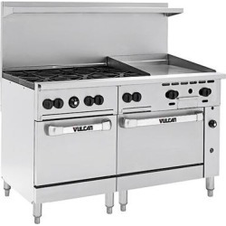 Vulcan 60SS-6B24GN Endurance Series Natural Gas 60" Range with 6 Burners, 24" Griddle, and 2 Ovens - 278,000 BTU