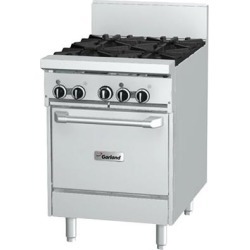 Garland GFE24-2G12L Natural Gas 2 Burner 24" Range with Flame Failure Protection and Electric Spark Ignition, 12" Griddle, and Space Saver Oven - 120V, 102,000 BTU