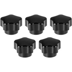 Star Knobs Grip Handle M8 Diameter Brass Insert Female Thread Set of 5 - Black