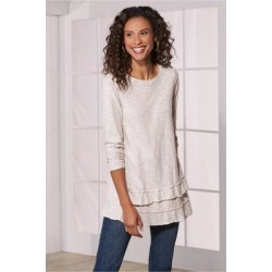 Women Colette T-Shirt by Soft Surroundings, in Flax Stripe size 1X (18-20)