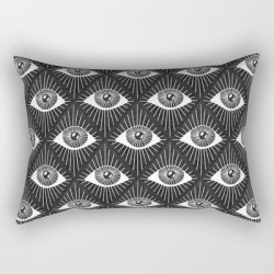 All Eyes - Black & White Rectangular Pillow by Inkycatprints By Ella - Small (17" x 12")