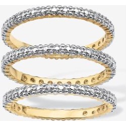 Plus Size Women's Gold-Plated Diamond Accent Stackable 3 Piece Set Eternity Ring Set by Roaman's in Gold (Size 6)