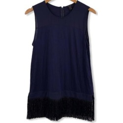 J. Crew Tops | J Crew Navy Blue Fringe Hem Sleeveless Top Small | Color: Blue | Size: S found on Bargain Bro Philippines from poshmark, inc. for $29.00