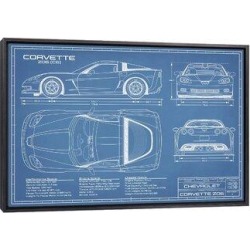 East Urban Home Corvette (C6) Z06 Blueprint - Drawing Print Canvas & Fabric/Metal in Blue/Gray/Green, Size 40.0 H x 60.0 W x 1.5 D in | Wayfair found on Bargain Bro Philippines from Wayfair for $396.55