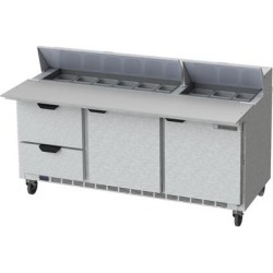 Beverage Air SPED72-18C-2 72" 2 Door 2 Drawer Mega Top Refrigerated Sandwich Prep Table