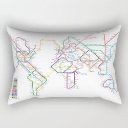 World Metro Subway Map Rectangular Pillow by Artpause - Michael Tompsett - Small (17" x 12")