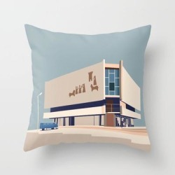 Soviet Modernism: Chess House In Yerevan Couch Throw Pillow by Nvard Yerkanian - Cover (16" x 16") with pillow insert - Indoor Pillow