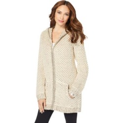 Plus Size Women's Tweed Thermal Hoodie Cardigan by Roaman's in Oatmeal Chocolate (Size 30/32) Sweater found on Bargain Bro from Roamans.com for USD $30.40