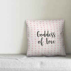 Ebern Designs Brockport Goddess of Love in Hearts Pattern Throw Pillow Polyester/Polyfill in Pink, Size 16.0 H x 16.0 W in | Wayfair