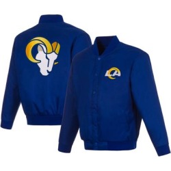 Men's JH Design Royal Los Angeles Rams Poly-Twill Varsity Jacket found on Bargain Bro from nflshop.com for USD $113.99