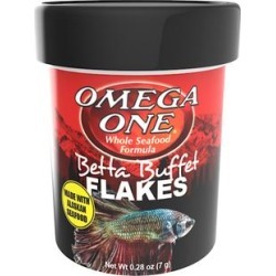 Omega One Betta Buffet Flakes Fish Food, 0.28 oz.