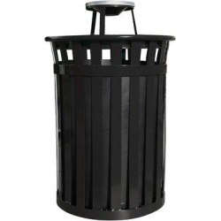 Witt Oakley Trash Receptacle w/ Ash Top Stainless Steel in Black, Size 44.25 H x 28.0 W x 28.0 D in | Wayfair M5001-AT-BK found on Bargain Bro from Wayfair for USD $944.37
