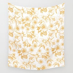 Aesthetic And Simple Bees Pattern Wall Hanging Tapestry by Magicalwalrus - 51" x 60"