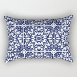 Navy Tile Rectangular Pillow by Designs By Keegan - Small (17" x 12")