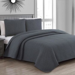Estate Collection Fenwick Quilt Set by American Home Fashion in Charcoal Gray (Size TWIN)