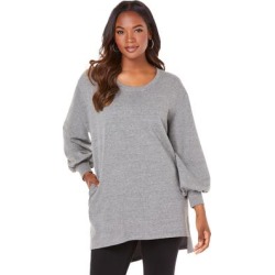 Plus Size Women's Blouson Sleeve High-Low Sweatshirt by Roaman's in Medium Heather Grey (Size 34/36) found on Bargain Bro from fullbeauty for USD $25.53