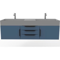Amazon 60" Wall Mounted Bathroom Vanity Set w/ Gray Top