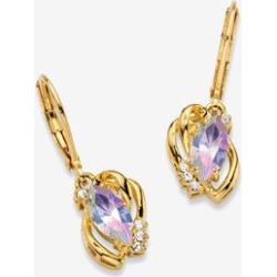 Women's Yellow Gold-Plated Drop Earrings, Aurora Borealis And White Crystal Jewelry by PalmBeach Jewelry in Crystal found on Bargain Bro from Roamans.com for USD $26.59
