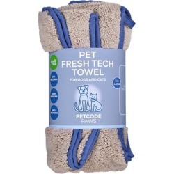 Petcode Paws Pet Fresh Tech Towel and Blanket for Dog and Cat Grooming in Sand Beige with Sky Blue, 50