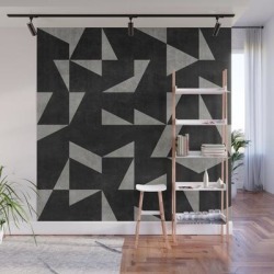 Wall Mural | Mid-century Modern Pattern No.12 - Black And Gray Concrete by Zoltan Ratko - 8' X 8' - Society6