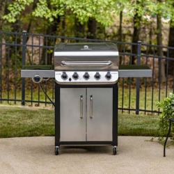 Char-Broil Performance Series 5-Burner Propane Gas Grill w/ Side Burner & Cabinet Stainless Steel/Cast Iron in Black/Gray | Wayfair 463373019