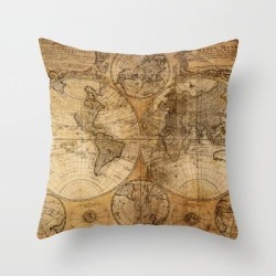 World Map 1746 Couch Throw Pillow by Map Shop - Cover (16" x 16") with pillow insert - Indoor Pillow