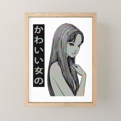 Pretty Girl - Sad Japanese Anime Aesthetic Framed Mini Art Print by Poser_boy - Light Wood - 3" x 4"