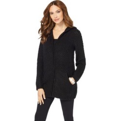 Plus Size Women's Tweed Thermal Hoodie Cardigan by Roaman's in Black (Size 22/24) Sweater found on Bargain Bro from fullbeauty for USD $60.79