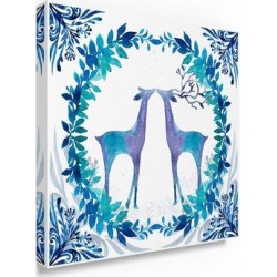 Winston Porter Anjelien Winter Tales Deer' Graphic Art Print on Wrapped Canvas & Fabric in Blue, Size 14.0 H x 14.0 W x 2.0 D in | Wayfair found on Bargain Bro from Wayfair for USD $43.31