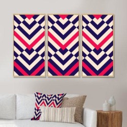 Corrigan Studio® Red & Black Chevron II - Patterned Framed Canvas Wall Art Set Of 3 Canvas & Fabric in White, Size 28.0 H x 36.0 W x 1.0 D in found on Bargain Bro Philippines from Wayfair for $127.99