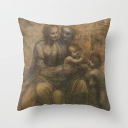 The Virgin And Child With St Anne And St John The Baptist By Leonardo Da Vinci Couch Throw Pillow by Palazzo Art Gallery - Cover (16" x 16") with pillow insert - Indoor Pillow