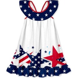 Millie Loves Lily Girls' Casual Dresses Stars - White & Navy Stars Ruffle-Hem Yoke Dress - Toddler & Girls found on Bargain Bro from zulily.com for USD $11.24