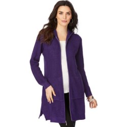 Plus Size Women's Mega Tunic Thermal Hoodie Cardigan by Roaman's in Midnight Violet (Size 34/36) found on Bargain Bro from Roamans.com for USD $30.40