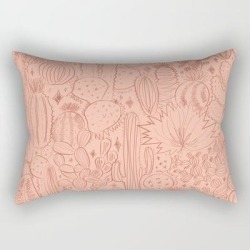 Cactus Scene In Pink Rectangular Pillow by Doodle By Meg - Small (17" x 12")