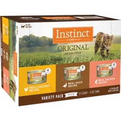 Instinct Original Grain-Free Pate Recipe Variety Pack Wet Cat Food, 3 oz., Count of 12