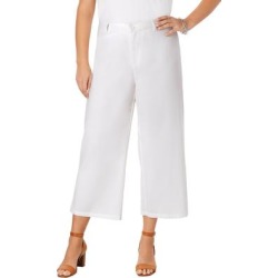 Plus Size Women's Wide-Leg Stretch Poplin Crop Pant by Jessica London in White (Size 26 W) Pants found on Bargain Bro Philippines from Ellos for $39.99