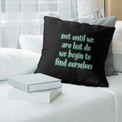 ArtVerse Find Yourself Quote Chalkboard Style Linen Pillow Cover in Green, Size 18.0 H x 18.0 W x 0.5 D in | Wayfair QUO385-SLGPOLC found on Bargain Bro Philippines from Wayfair for $98.57